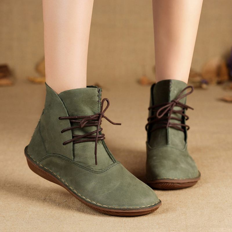 Handgjorda Retro Flat Short Boots | Presentskor | 35-42