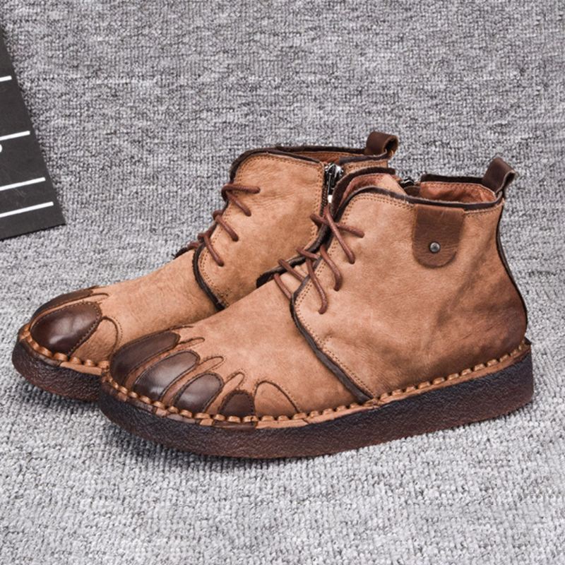 Läder Retro Handgjorda Korta Boots 35-43