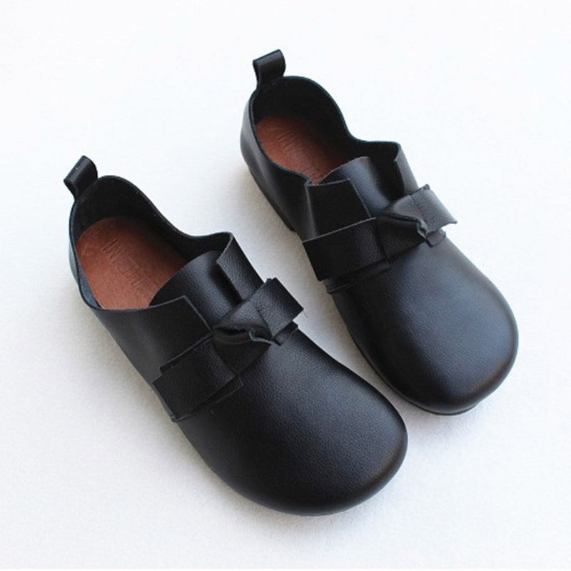 Spring Leather Bowknot Cute Platta Skor 35-41