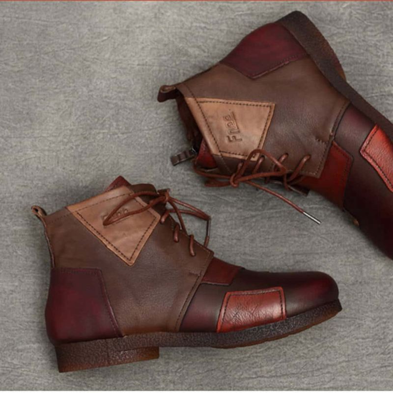 Vinter Etnisk Stil Retro Läder Stitching Boots 35-42 | Uppdaterad