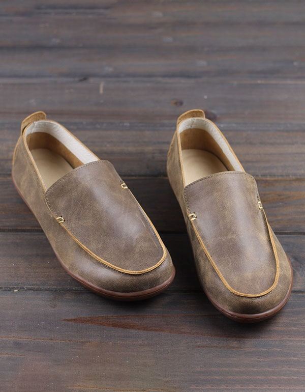 Kohud För Män Handgjorda Retro Läder Loafers