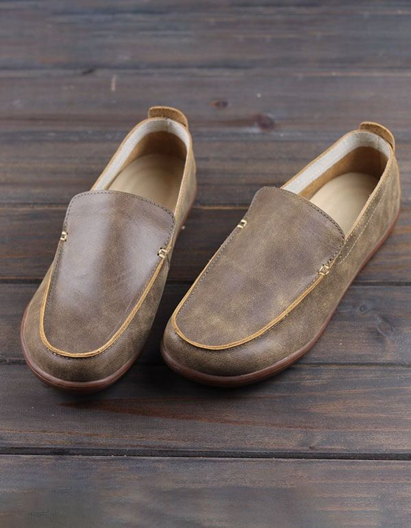 Kohud För Män Handgjorda Retro Läder Loafers