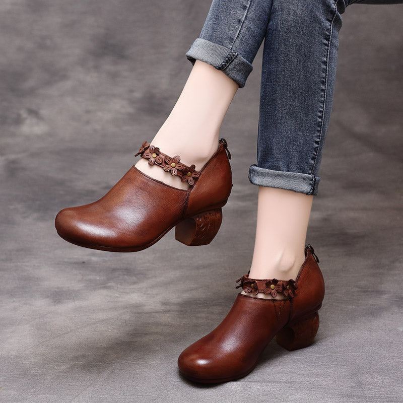 Dam Retro Chunky Heels Skor