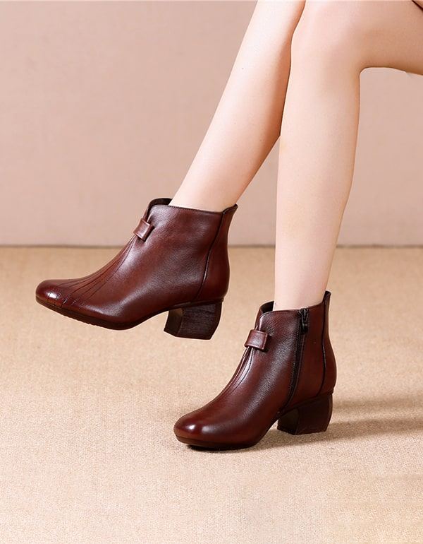 Eleganta Retro Chunky Heels Boots För Kvinnor