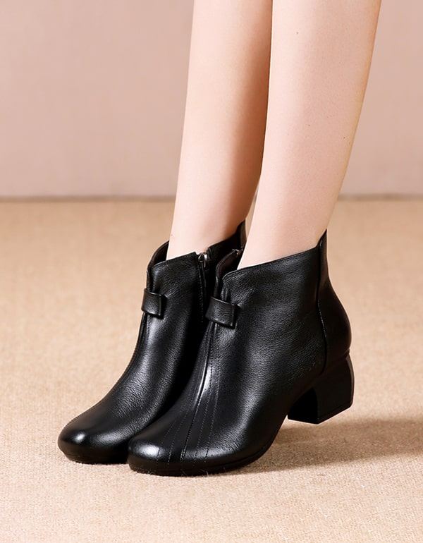 Eleganta Retro Chunky Heels Boots För Kvinnor