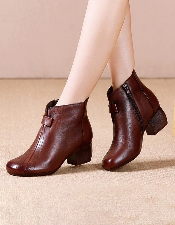 Eleganta Retro Chunky Heels Boots För Kvinnor