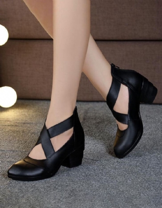 Handgjorda Cross Strap Summer Chunky Heels