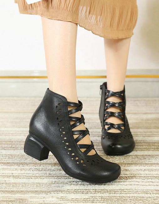 Handgjorda Retro Hollow Summer Chunky Boots