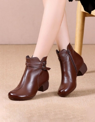 Handgjorda Retro Läder Ankelrem Chunky Boots