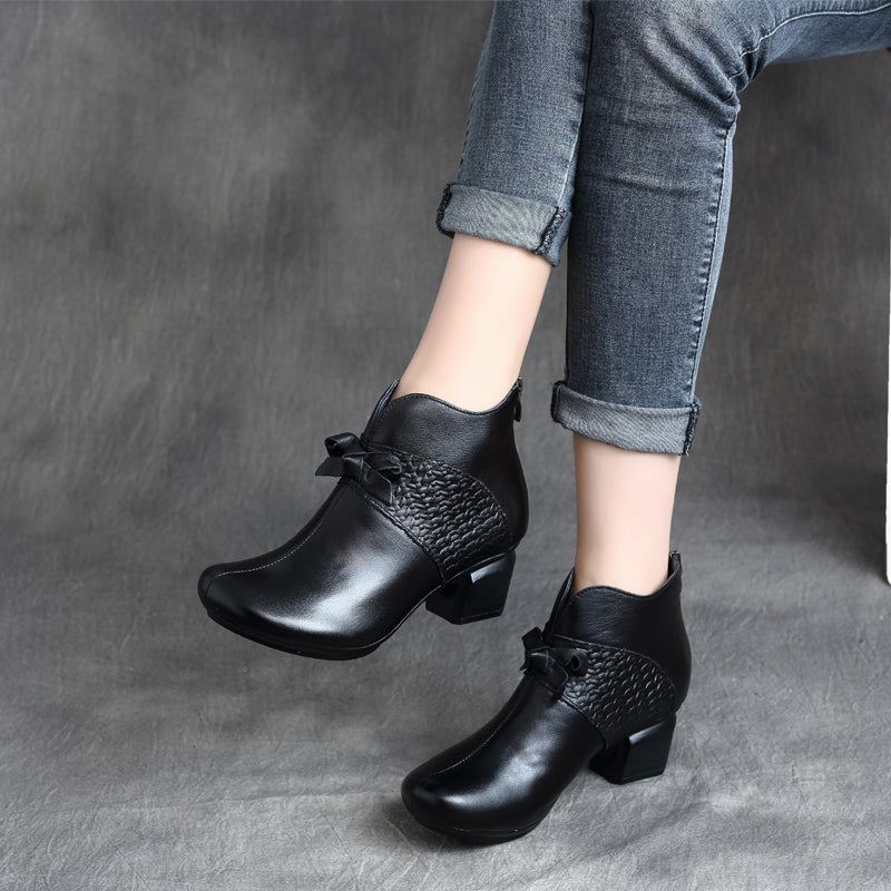 Handgjorda Retro Mid-heel Chunky Boots