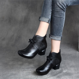 Handgjorda Retro Mid-heel Chunky Boots