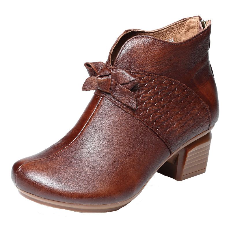 Handgjorda Retro Mid-heel Chunky Boots