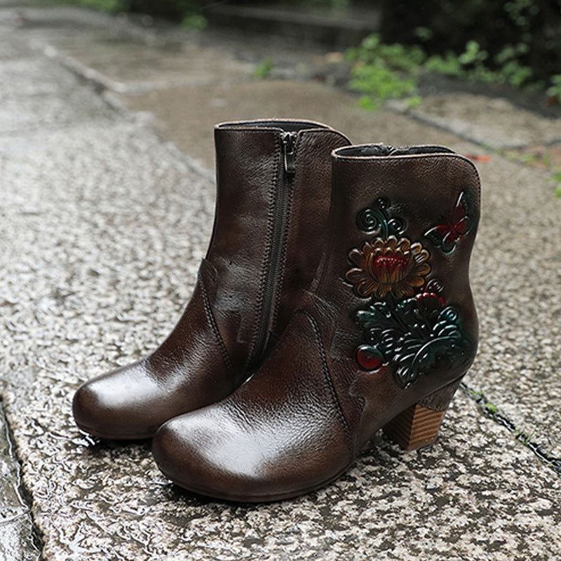 Handgjorda Vintage Chunky Mid Boots