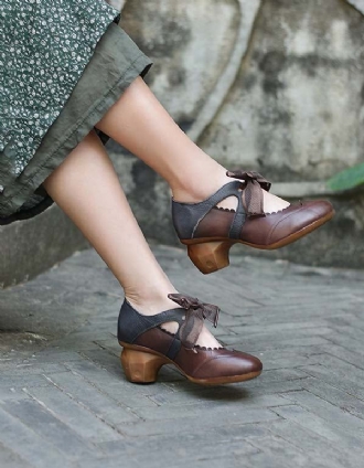 Handgjorda Vintage Elegant Balett Chunky Heels