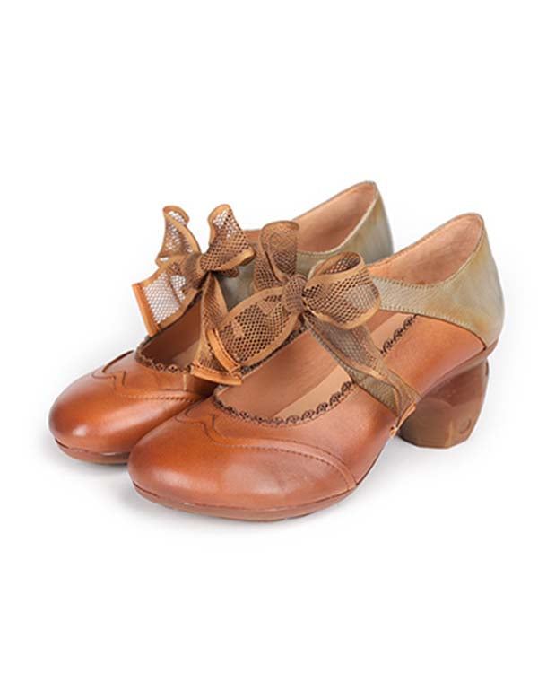 Handgjorda Vintage Elegant Balett Chunky Heels