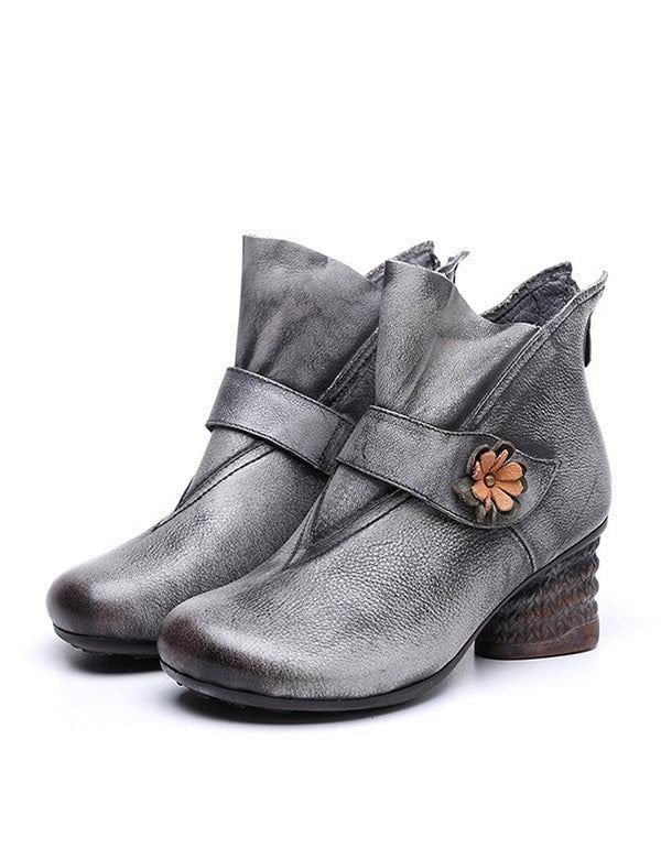 Höst Vinter Retro Chunky Boots Med Tjocka Klackar