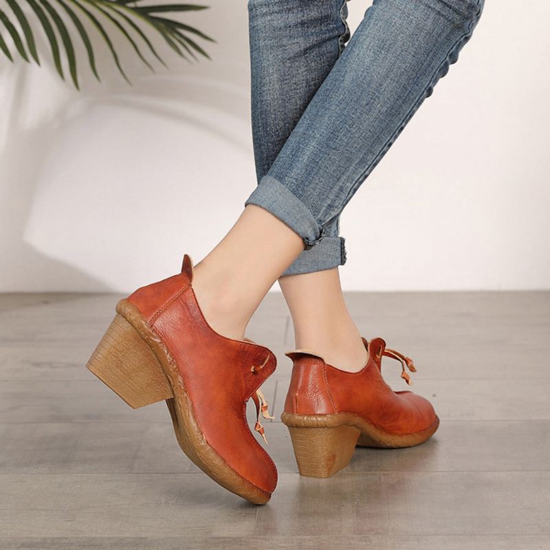 Höstläder Retro Elegant Chunky Heels