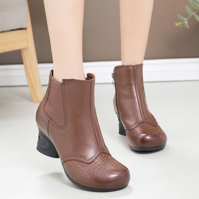 Retro Mellanhärdade Chunky Boots För Kvinnor | Present Skor