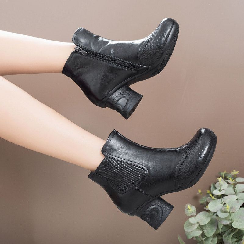 Retro Mellanhärdade Chunky Boots För Kvinnor | Present Skor