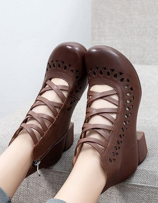 Sommar Spring Cross Strap Vintage Chunky Shoes