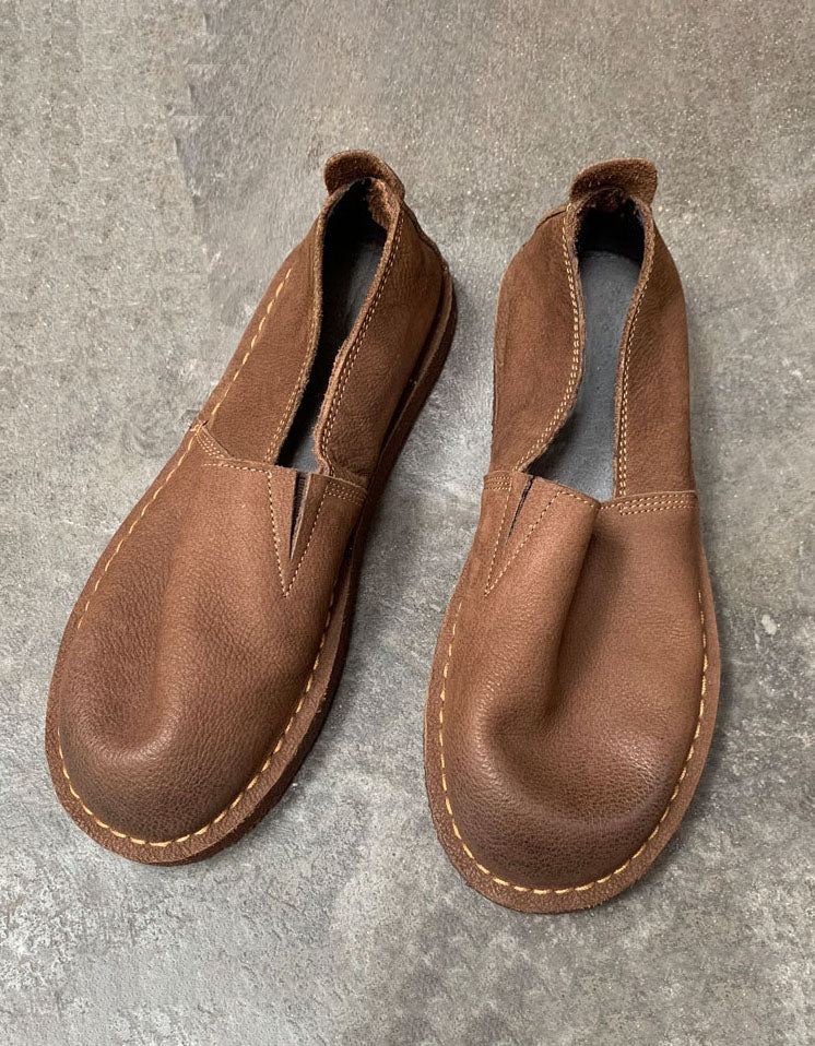 Slip-on Handgjorda Läderretrolägenheter För Män