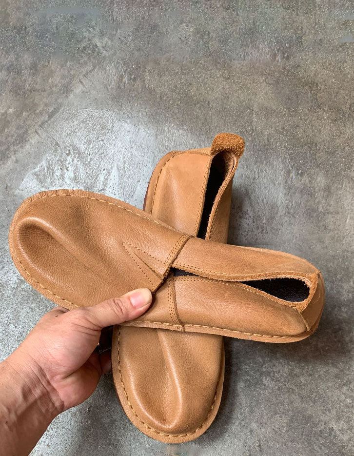 Slip-on Handgjorda Läderretrolägenheter För Män