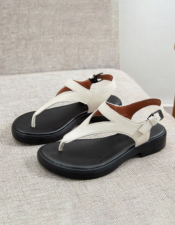 Sommar Retro Läder Flip Flops Sandaler