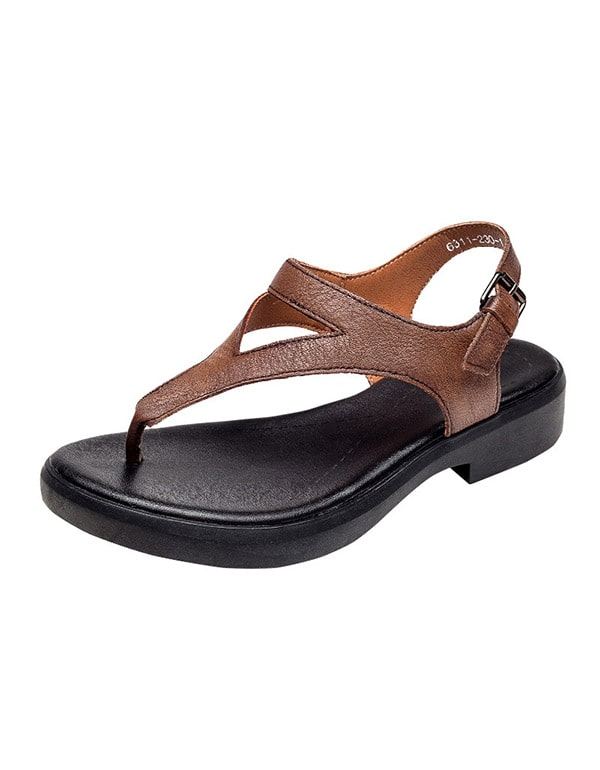 Sommar Retro Läder Flip Flops Sandaler