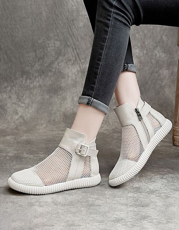 Summer Soft Leather Mesh Sandals Boots