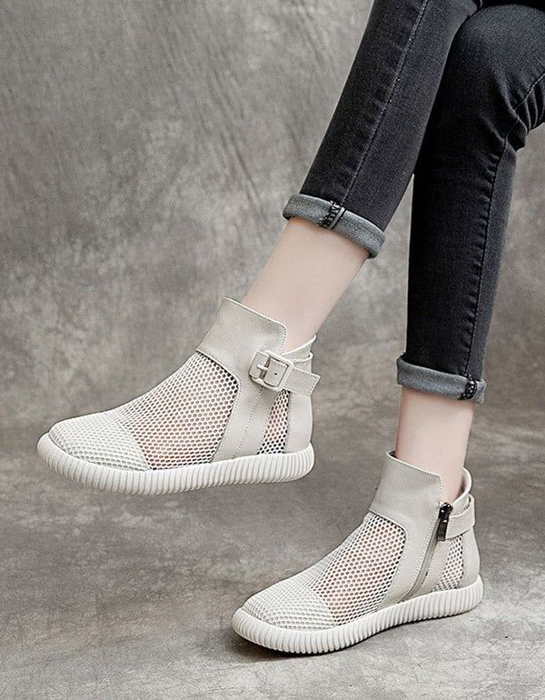 Summer Soft Leather Mesh Sandals Boots