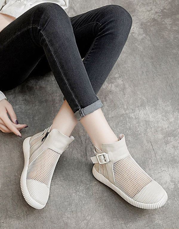 Summer Soft Leather Mesh Sandals Boots