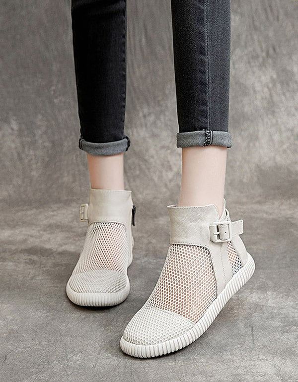 Summer Soft Leather Mesh Sandals Boots