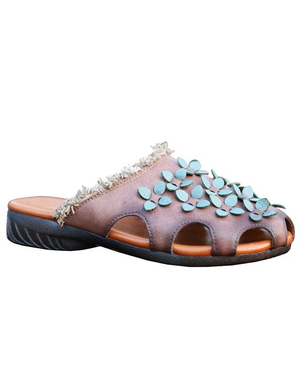 Handgjorda Retro Flat Flowers Sommartofflor