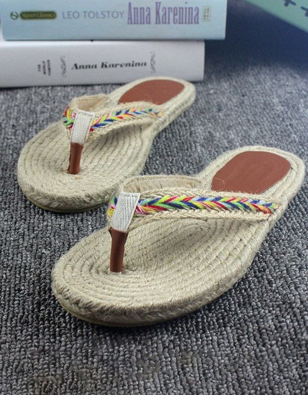 Handgjorda Vävda Flipflops Strandsommartofflor