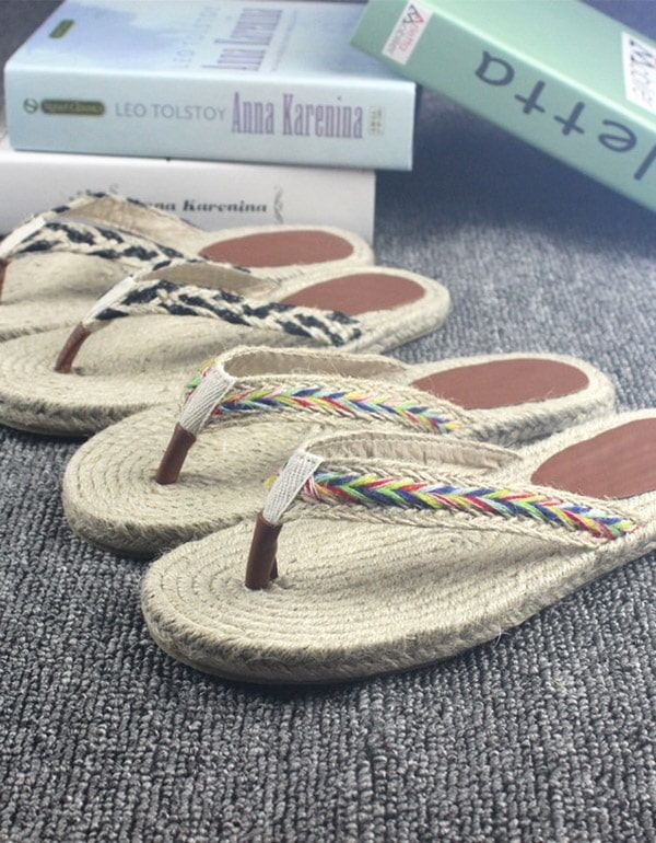 Handgjorda Vävda Flipflops Strandsommartofflor