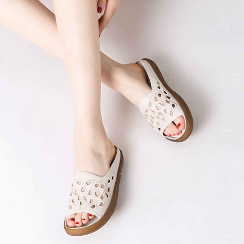 Sommar Casual Hollow Tofflor Beige