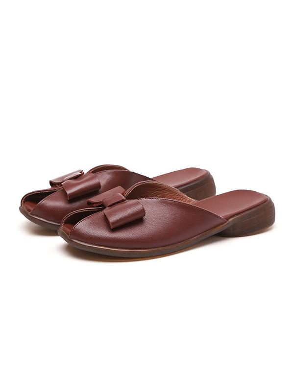 Summer Leather Bowknot Beach Tofflor