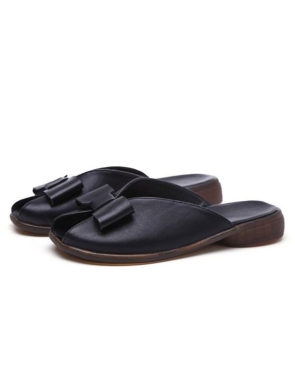 Summer Leather Bowknot Beach Tofflor