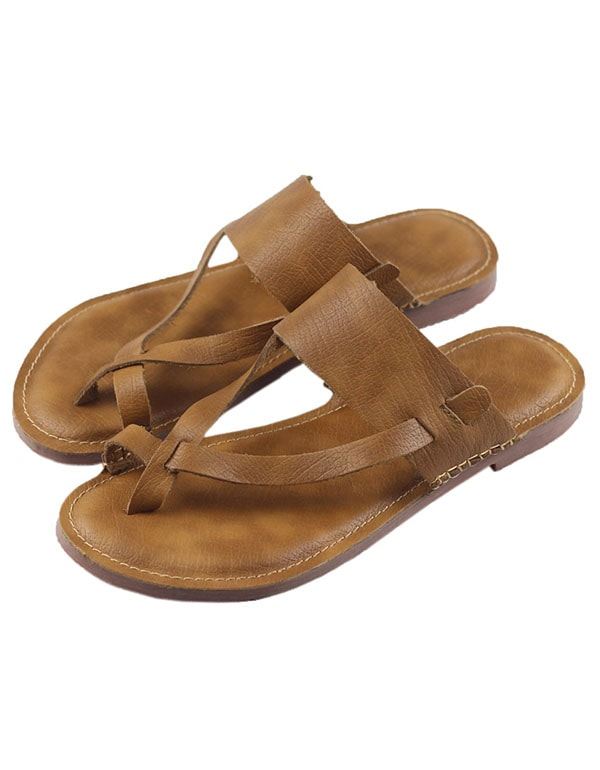 Summer Leather Retro Flip-flop Flat Tofflor