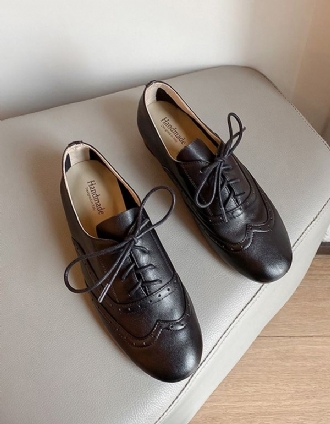 Brogue Snidad Svart Läder Oxford Oxford