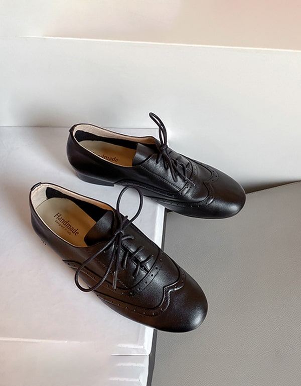 Brogue Snidad Svart Läder Oxford Oxford