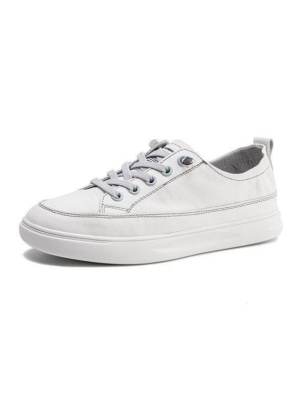 Casual Läder Sneakers För Dam Vita