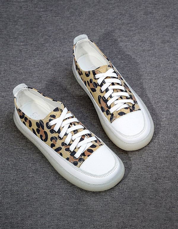 Leopardtryck Canvas Platta Damskor