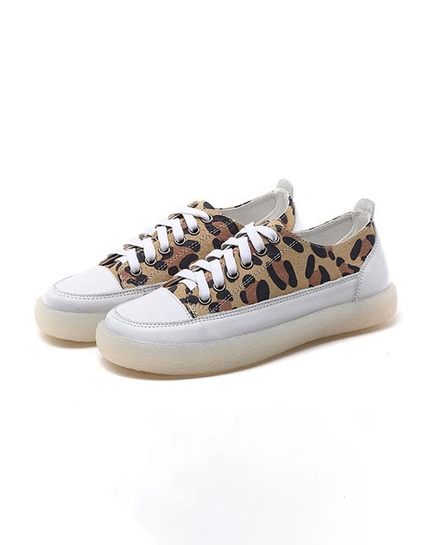 Leopardtryck Canvas Platta Damskor