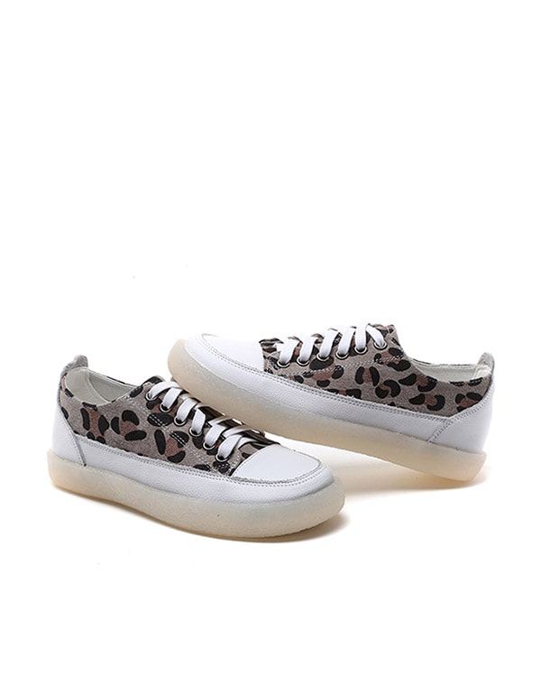 Leopardtryck Canvas Platta Damskor