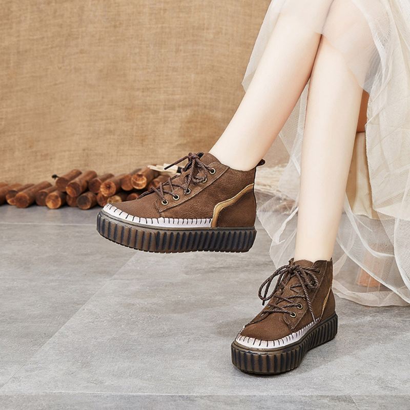 Retro Leather Casual Platform Skor | Present Skor