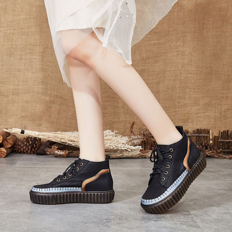 Retro Leather Casual Platform Skor | Present Skor