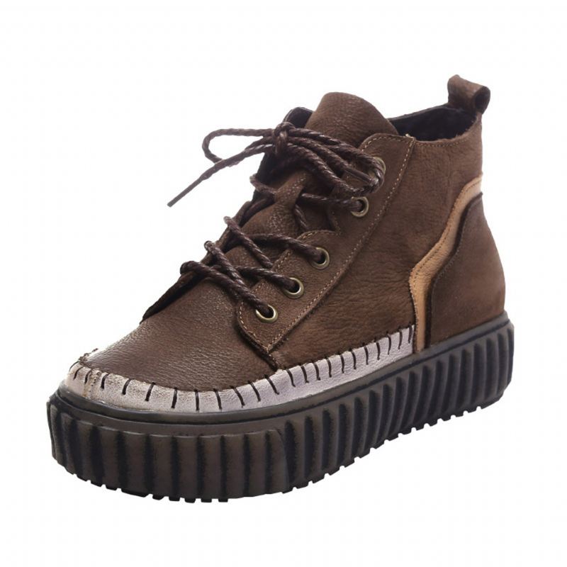 Retro Leather Casual Platform Skor | Present Skor