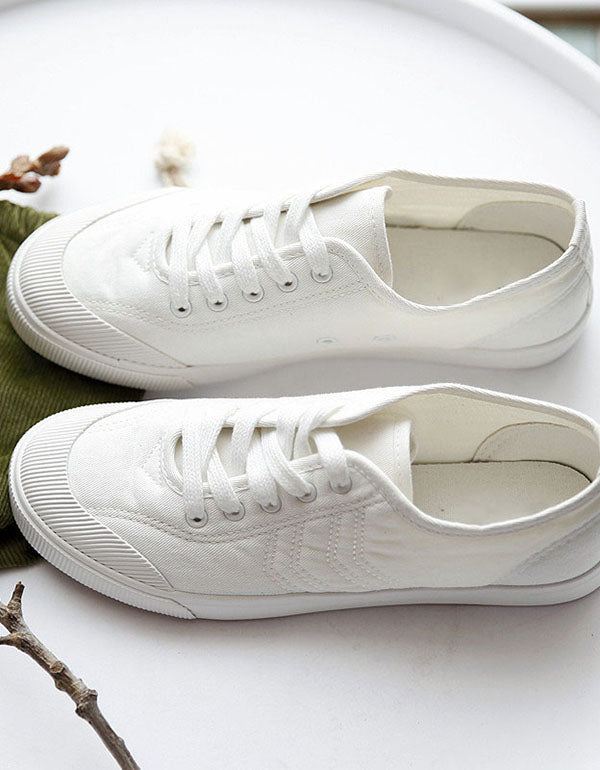 Sommar Vår Canvas Walking Casual Skor Vita 41-44