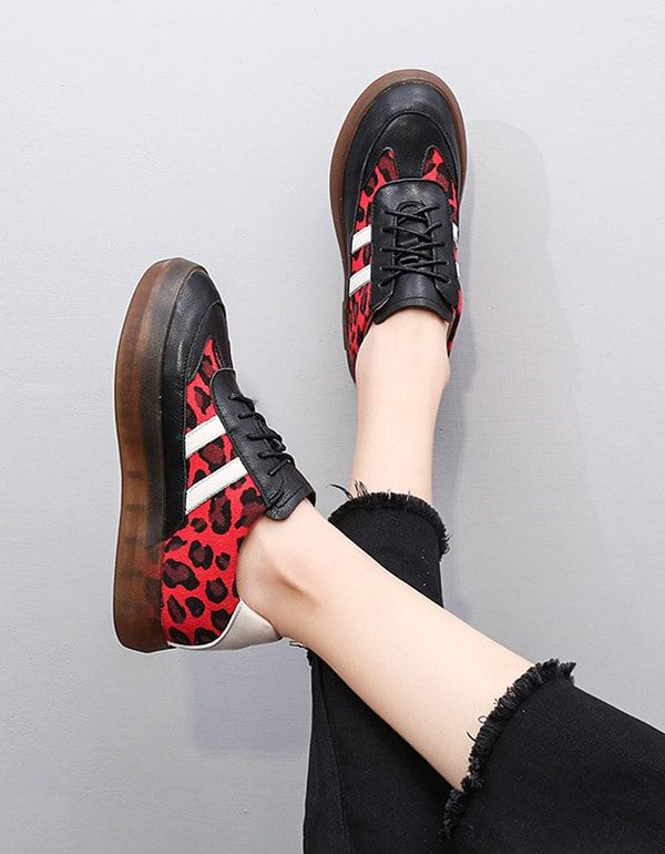 Tjocka Ko-sena Casual Sneakers Med Leopardtryck